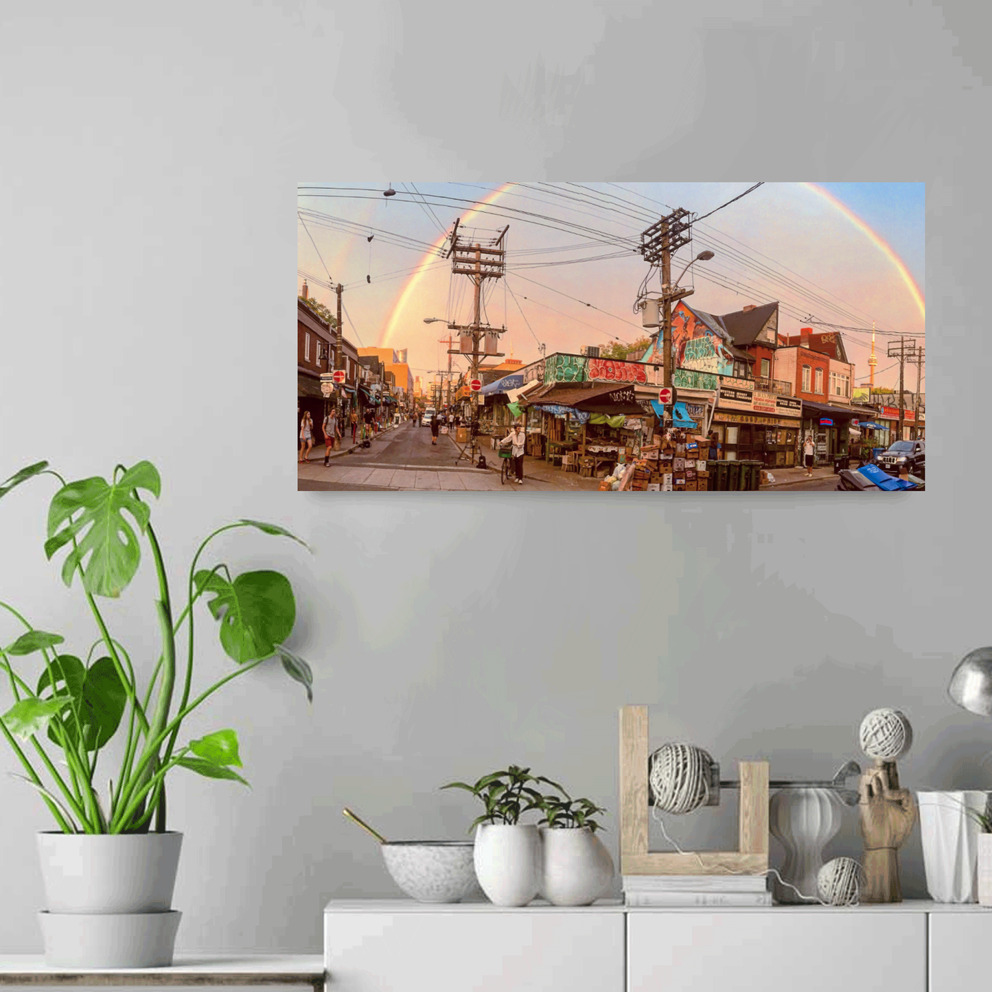 Somewhere Over the Market - Canvas Print 12x24"